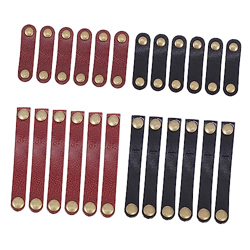 VILLCASE 24Pcs Cow Leather Cable Clips Retro Organizers for USB Cables Flexible Cord Management Ties for Home Travel Durable and Stylish Design