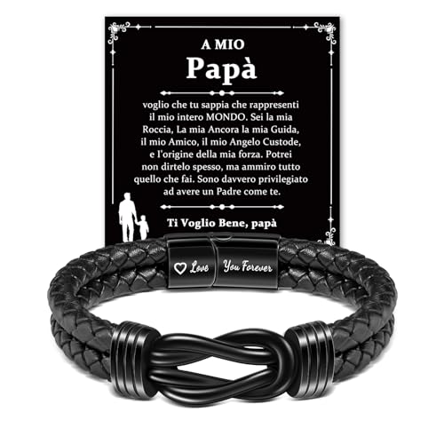 CheersLife Bracciale Personalizzato per Papà - Regalo Festa del Papà, Compleanno, Idee Uomo - Nodo Infinito Ti Amo Per Sempre