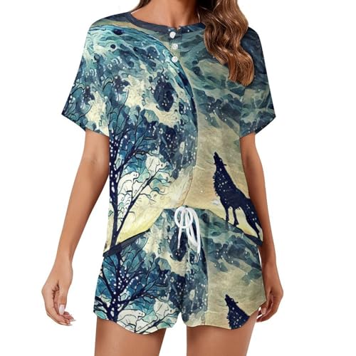 Pyjama pour femme Loup Et Arbre : douceur absolue pour vos douces nuits d'été