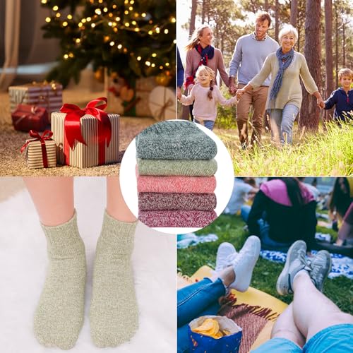 Image of Wool Socks for Women - Womens Wool Socks Winter Sock for men Warm Thick Knit Soft Vintage Casual Crew Sock