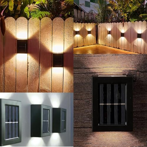 Image of KoFee Solar Wall Light Exterior Porch Lights Fence Fixture Deck Patio Decor Water Resistant Modern Sconce for Outdoor Backyard Garden (Pack of 1)