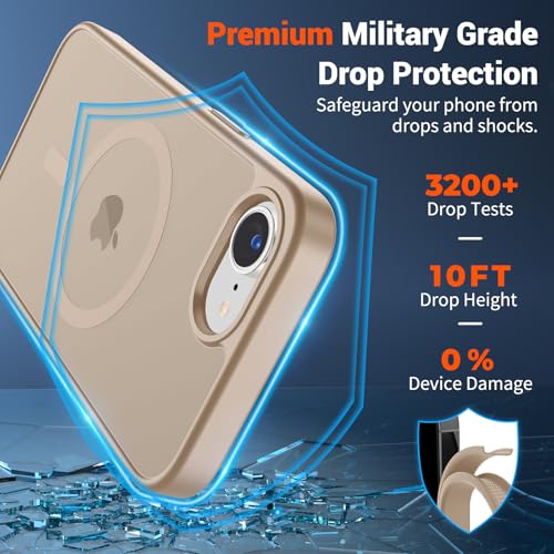 Image of SUPFINE Magnetic for iPhone 17e Case /iPhone 16e Case (Compatible with MagSafe)(Military Grade Drop Protection) Slim Translucent Matte Shockproof with Anti-Fingerprint Phone Case 2025,Desert Gold
