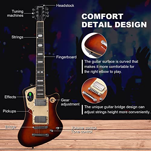 Gitafish Wireless Smart Electric Lp Small 35" Guitar Travel For Kids Rock Band Beginner Portable Gitare Ultra Light And Black Alder Wood Solid Body Archtop Guitar Heavy Metal Quiet Warlock Sg Gitare #TOP5