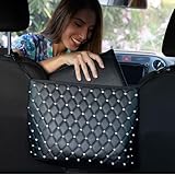 Upgrade4cars Auto Glitzer Handtaschenhalter Inklusive Untersetzer für Getränkehalter | Organizer für Handtaschen | Multifunktionale Autositz-Tasche | Bling Bling Auto-Zubehör Innenraum Frauen