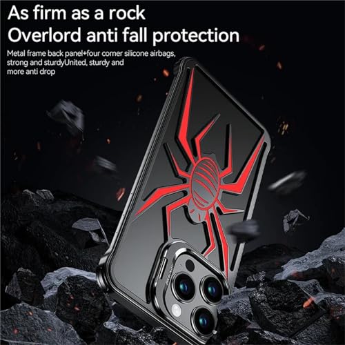 Coque iPhone 13 Pro araignée métal aluminium fine légère sans cadre rouge