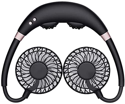 Ventilador de mano manos libres con masaje cervical y batería USB para enfriamiento personal