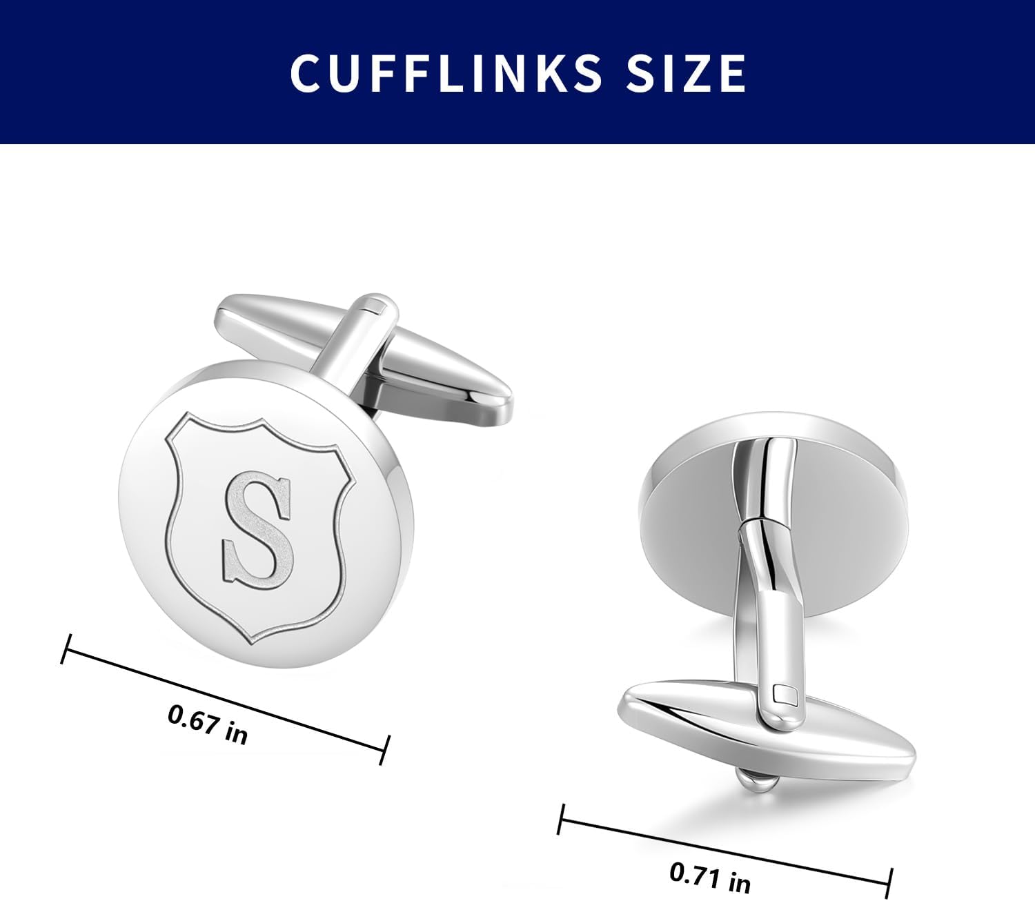 Cufflinks for Men Initial Classic Round Stainless Steel Letter Cuff Links Mens Shirt CuffLinks Business Wedding Gifts - Image 3