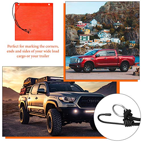 2 Pieces 18 X 18 Inch Safety Flags Orange Warning Flag Mesh Bungee Safety Flag Weather-Proof Safety Flag With Grommets And Bungee Cord #TOP6