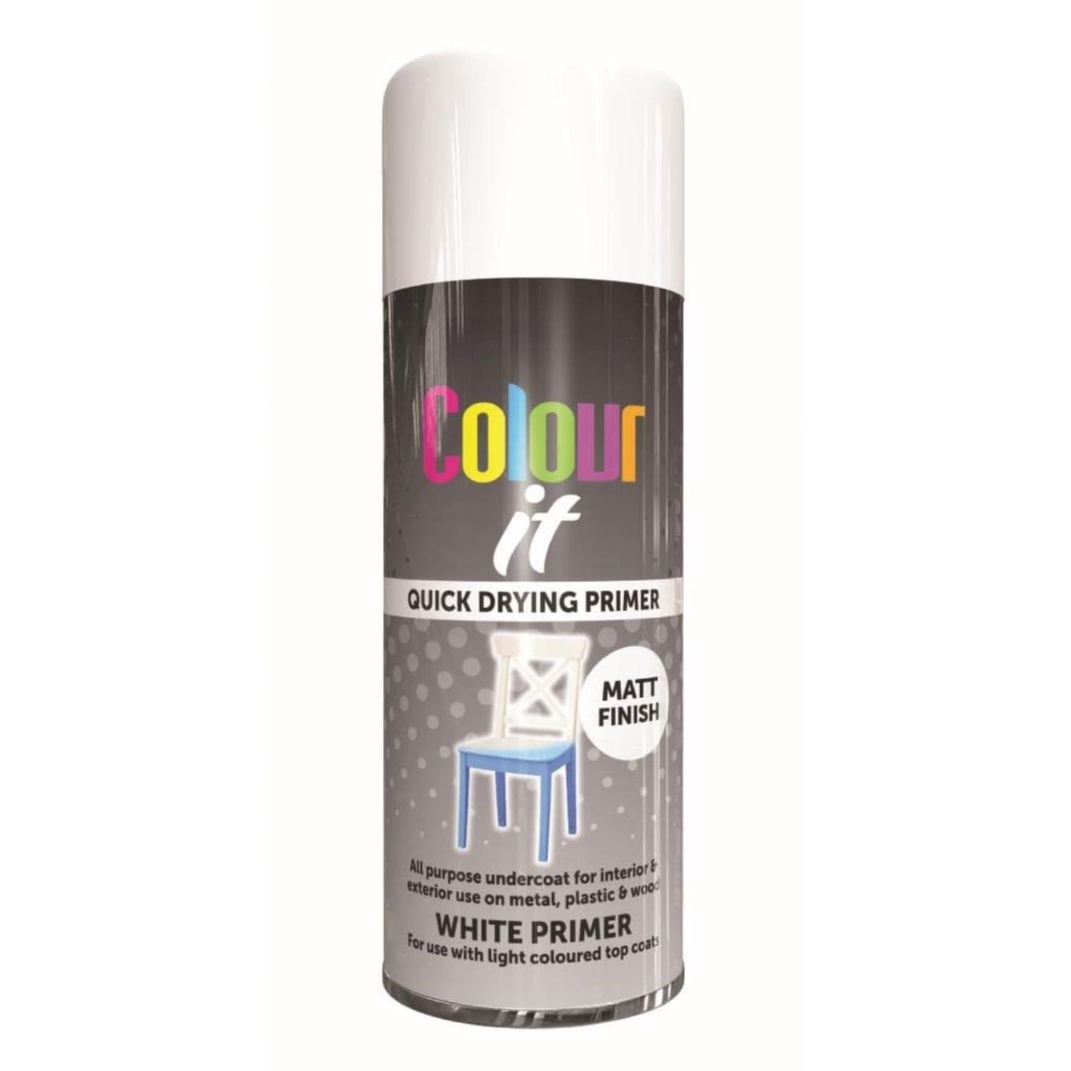 Inspired Essentials White Primer All Purpose Aerosol Spray Paint 400Ml Quick Drying Spray, Fast Dry And Excellent Coverage For Metal, Wood, Plastic And More (1, )