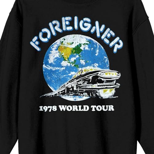 Foreigner 1978 World Tour Adult Black Crew Neck Sweatshirt2