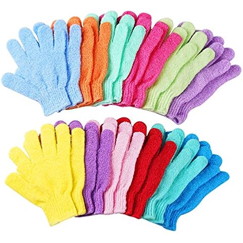 24 pcs Exfoliating Shower Gloves,Double Sided Exfoliating Bath Gloves Deep Clean Dead Skin for Spa Massage Beauty Skin Shower Body Scrubber Bathing Accessories.-12 Multi-Colors Cover
