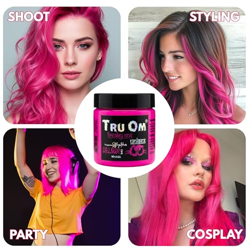 Image of Temporay Hair Color Wax | Metallic Shine | For Men & Women | DIY Instant Hair Color | Temporay Color 1 Day 1 Wash | No Ammonia, Bleach & Damage | Hot Pink - 100 gram
