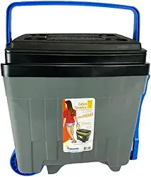 Cooler Térmico Grande 34 Litros Caixa Térmica 34 Litros Com Rodinhas, Porta Copos, Alça e Trava, Camping Caça e Pesca