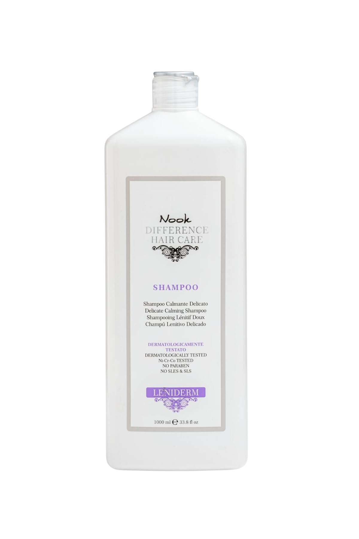 NOOK LENIDERM SHAMPOO LENITIVO DELICATO NICHEL NICKEL CROMO COBALTO TESTATO TESTED 1000ML