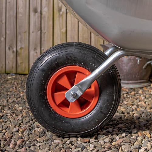 Samuel ALEXANDER 65 Litre 60kg Capacity Galvanised Metal Garden Cart Wheelbarrow - Heavy Duty Garden Wheelbarrows with Pneumatic Tyre 4 Samuel ALEXANDER 65 Litre 60kg Capacity Galvanised Metal Garden Cart Wheelbarrow - Heavy Duty Garden Wheelbarrows with Pneumatic Tyre - Image 4