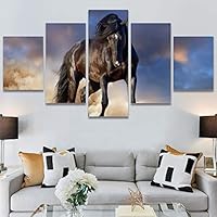SIGNWIN 5 Panel Canvas Wall Art Modern Art Animals Cow Expressive Farmhouse/Country Multicolor Photography Sheep for Home Decorations Ready to Hang - 60