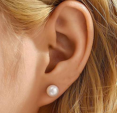 12 Pairs Composite Pearl Stud Earrings, Hypoallergenic Mixed Sizes Simulated Round Ball Pearls Stud Earrings, Lightweight Earrings Set for Women — view 3