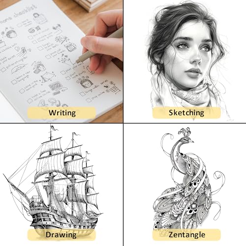 XWT 12+1 Fineliner Drawing Art Pens, Black Waterproof Pigment Ink Set for Artists, Sketching, Manga, Watercolor, Calligraphy, and Detail Outlining Archival Quality Inking Markers - Thumbnail 5