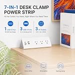 Bar électrique de bureau avec PD 20W USB C, Haiaoyyds Station de recharge de kiosque à nuit avec 3 Des sorties, 4 USB Ports, connecteur de protection de bureau 6.56FT Bouchon plat, Bureau de bureau, Maison (Blanc)