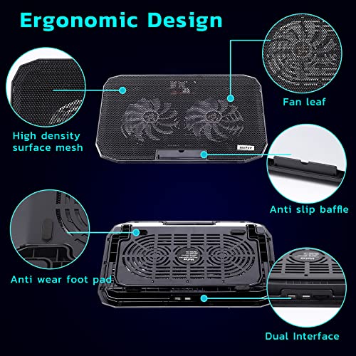 Mefee Laptop Cooling Pad For 11-15.8 Inch Laptop Cooler With 2 Quiet Fans And Button Control, Pure Metal Panel Portable Cooler #TOP6