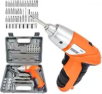 Mini Parafusadeira & Furadeira Elétrica Sem Fio Recarregável, Kit com 45 Peças e Maleta
