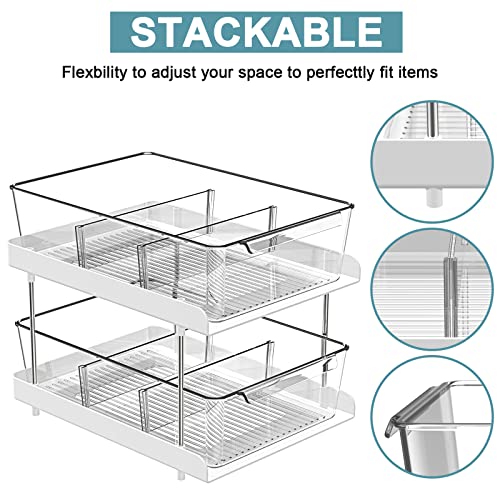 2-Tier Clear Plastic Organizer, Slide-Out Storage Container With Large Storage Space For Beauty Supplies On A Vanity, Under Sink Closet Organization, Kitchen Countertop Pantry Bathroom Office Desktop #TOP2