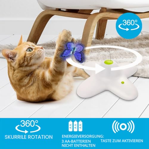 ALL FOR PAWS Katzenspielzeug Interaktive Schmetterling Katze Automatisches Spielzeug Stimulierende Kitty Spielzeug Anreicherung für Indoor Katzen – Bild 4