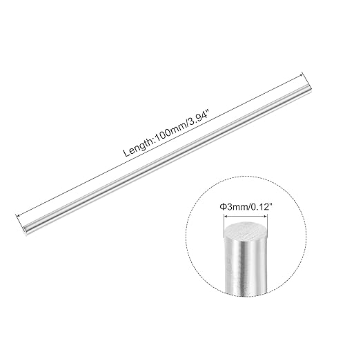 Miniatura 294 de uxcell Varilla redonda sólida de acero inoxidable 304 de 0.197 in x 5.906 in para manualidades de bricolaje - 10 piezas