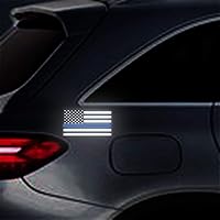 Vista 5 de Besby 3 piezas de calcomanías reflectantes con bandera de EE. UU., adhesivo de bandera americana con línea azul delgada para auto, portátil