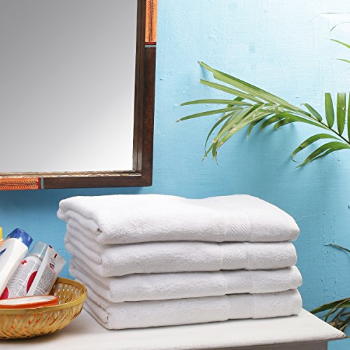 Image of FRESH FROM LOOM 500 GSM Towels Set for Bath for Men & Women | Ultra-Premium 100% Pure Cotton Towels| Soft & Skin Friendly | High Water Absorber | Quick Dry (27 x 54 Inch | White) 4pc
