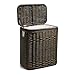 The Basket Lady Narrow Wicker Rectangular Laundry Hamper, 21 in L x 13 in W x 24 in H, Antique Walnut Brown