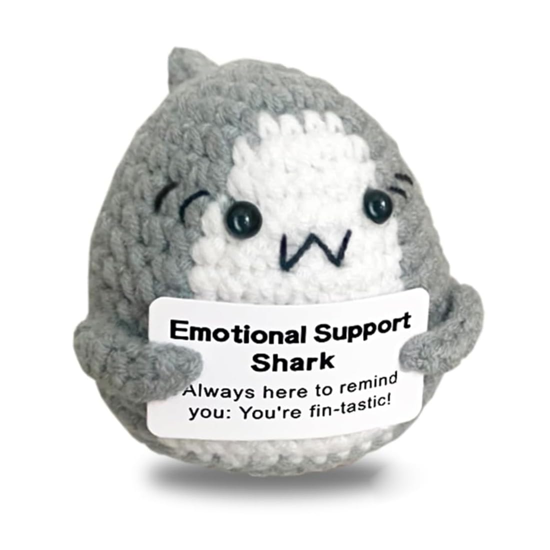 Crochet Toys, Positive Shark, Mini Knitted Shark, Emotional Support, Motivational Gift, Party Decoration (Gray)-image-38