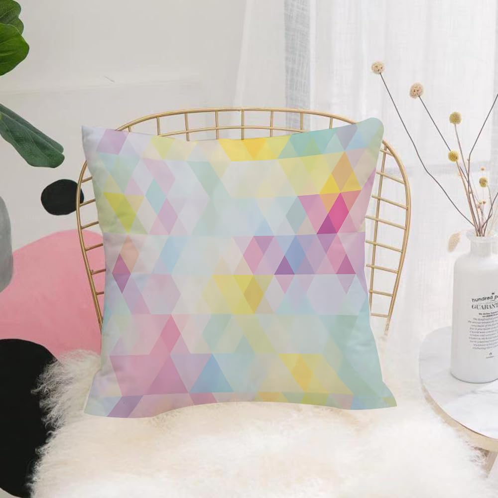 Hyosxw Rainbow Geometric Light Abstract Background - A3 Cushion Cover,Throw Pillow Case Home Decorative For Living Room Bedroom Sofa Chair 18X18 Inch,Rainbow Geometric Light Abstract Background Wallpapers.com,Pillowcase 45X45cm