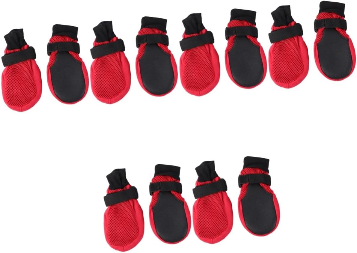 NOLITOY 3sets Breathable Mesh Dog Boots Non- Sole Red Paw for Outdoor Activities and Weather Conditions