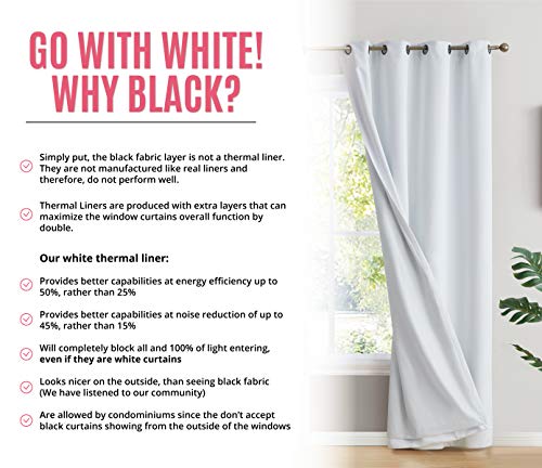 Hlc.me Dakota 100% Complete Blackout Lined Drapery With Heavy Double Layer Thermal Insulated Energy Efficient Window Curtain Grommet Panels For Bedroom & Living Room, 2 Panels (52 W X 84 L, White) #TOP2