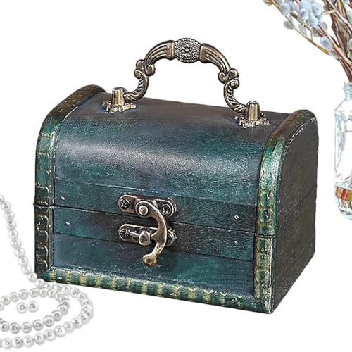 Samuliy Joyero antiguo | Organizador decorativo de aretes con cerradura, caja de almacenamiento de baratijas antiguas multiusos, caja de almacenamiento de joyas para collares y aretes
