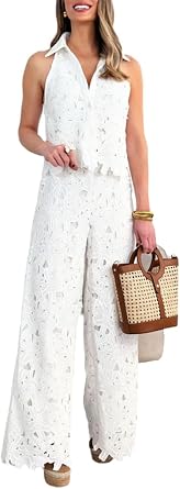 2 Piece Sets for Women Summer Tank Crop Top with Wide Leg Pants Two Piece Lounge Set for Women