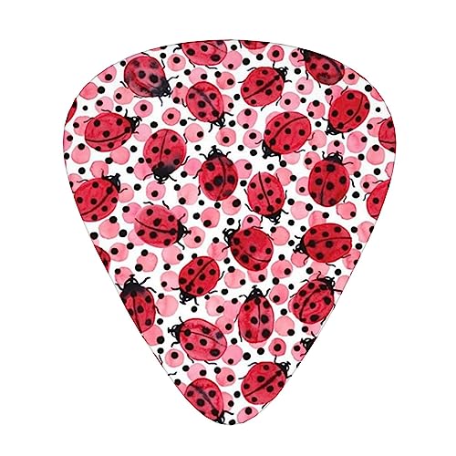 赤のてんとう虫 ギターピック Guitar Pick 12枚セット ティアドロップ型 エレキギター/アコースティックギター/クラシックギター/ベース等の練習に最適な12枚セット