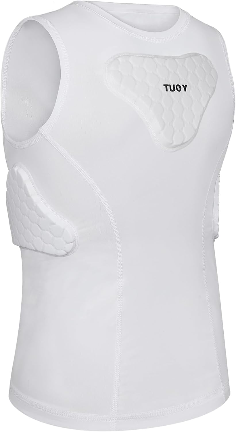 Youth Rib Protector Padded Football Chest Baseball Youth Padded Compression Shirt for Shoulder Heart Guard