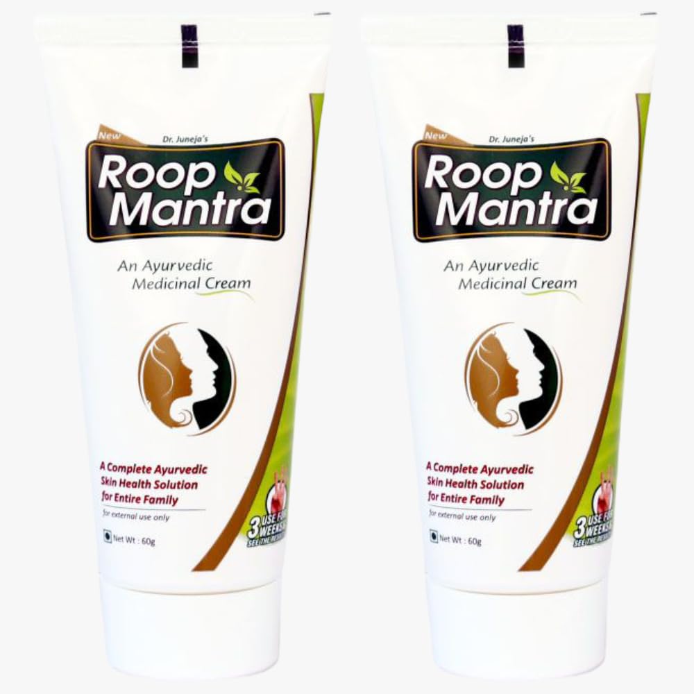 Roop Mantra Face Cream For Hydrate And Moisturize Skin, Inflammation, And Improve Skin Tone | Ayurvedic Cream With Aloe Vera, Turmeric, Cucumber, Neem, And Chandan | 60 Gm - Pack Of 2