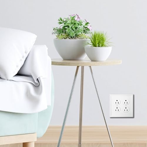 Vista 37 de Luca - Placa de pared de metal para interruptor de luz dúplex o palanca, paquete de 2 unidades, color blanco, 2 bandas, cubierta de salida