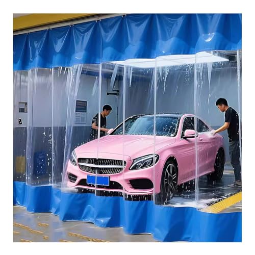 Rideaux De Séparation pour Garage, Rideau De Porte Transparent Et Imperméable, Rouleau Rapide Et Facile À Nettoyer, Divisez Rapidement Les Zones De Travail(2.4x2.8m/7.9x9.2ft)