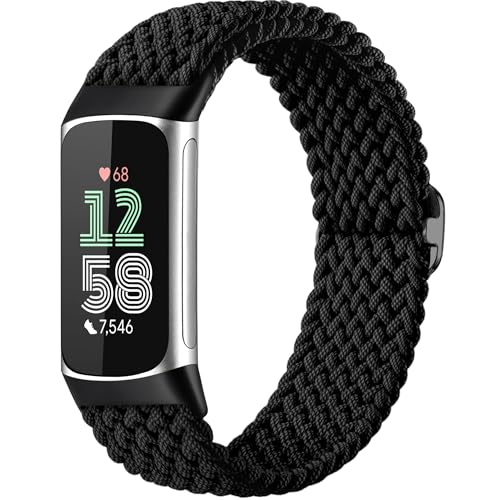Maledan Sport Bands Compatible with Fitbit Charge 6/Charge 5 Band Men Women Stretchy Nylon Elastic Solo Loop Bracelet Strap Replacement Wrist Bands for Fitbit Charge 5/6 Fitness Tracker Accessories