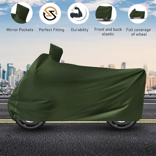 Image of Auto Hub Waterproof Bike Cover Compatible with TVS Apache RTR 160 Dustproof, UV Protection Two Wheeler Bike Apache 160 Cover - Green