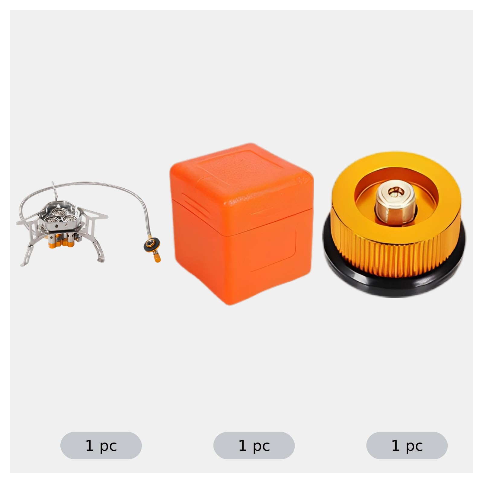 Réchaud de camping à gaz portable coupe vent, 6 800 W, réchaud de randonnée 3 brûleurs avec adaptateur, pieds pliables, long tuyau, structure métallique légère pour cuisson en extérieur