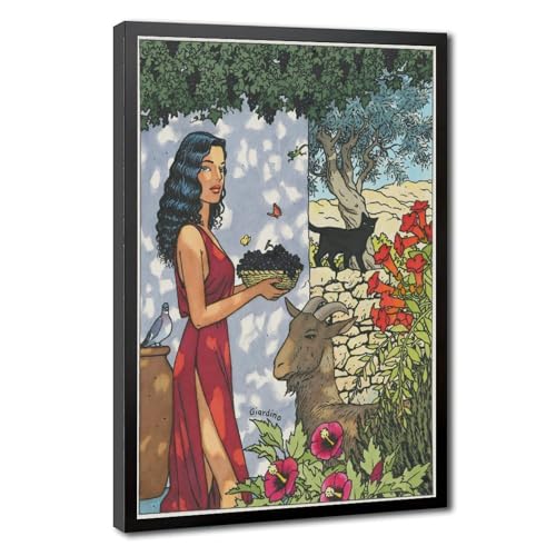 Impression sur toile Vittorio Giardino robe rouge et faune sauvage cadre suspendu