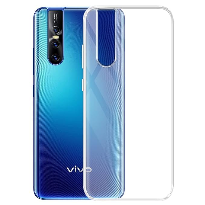 Image of Soft Flexible Silicone Back Cover Compatible with Vivo V15 Pro, Transparent Case