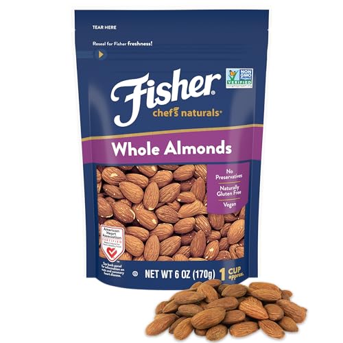 Image of Fisher Chef's Naturals Whole Almonds, 6 oz Resealable Bag, Raw Nuts