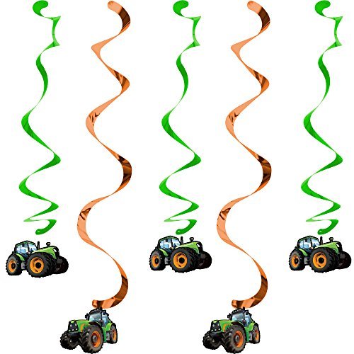 5decorative swivel Tractor for child's birthday or theme party, ceiling decoration, decorative hanging swirl, all-year decoration, farm barn theme.