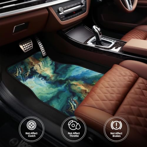 Alfombrillas de neopreno premium con diseño de mármol abstracto azul para vehículos 5